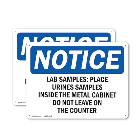 Signmission Lab Samples Place Urine Samples Inside, 18 in W x Rectangle, Plastic OS-2PACK-NS-P-1218-L-13924